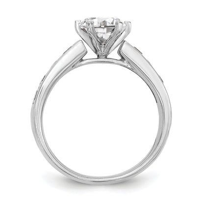 14 Kt. Weißgold Verlobungsring mit Krappenfassung und simuliertem Diamanten