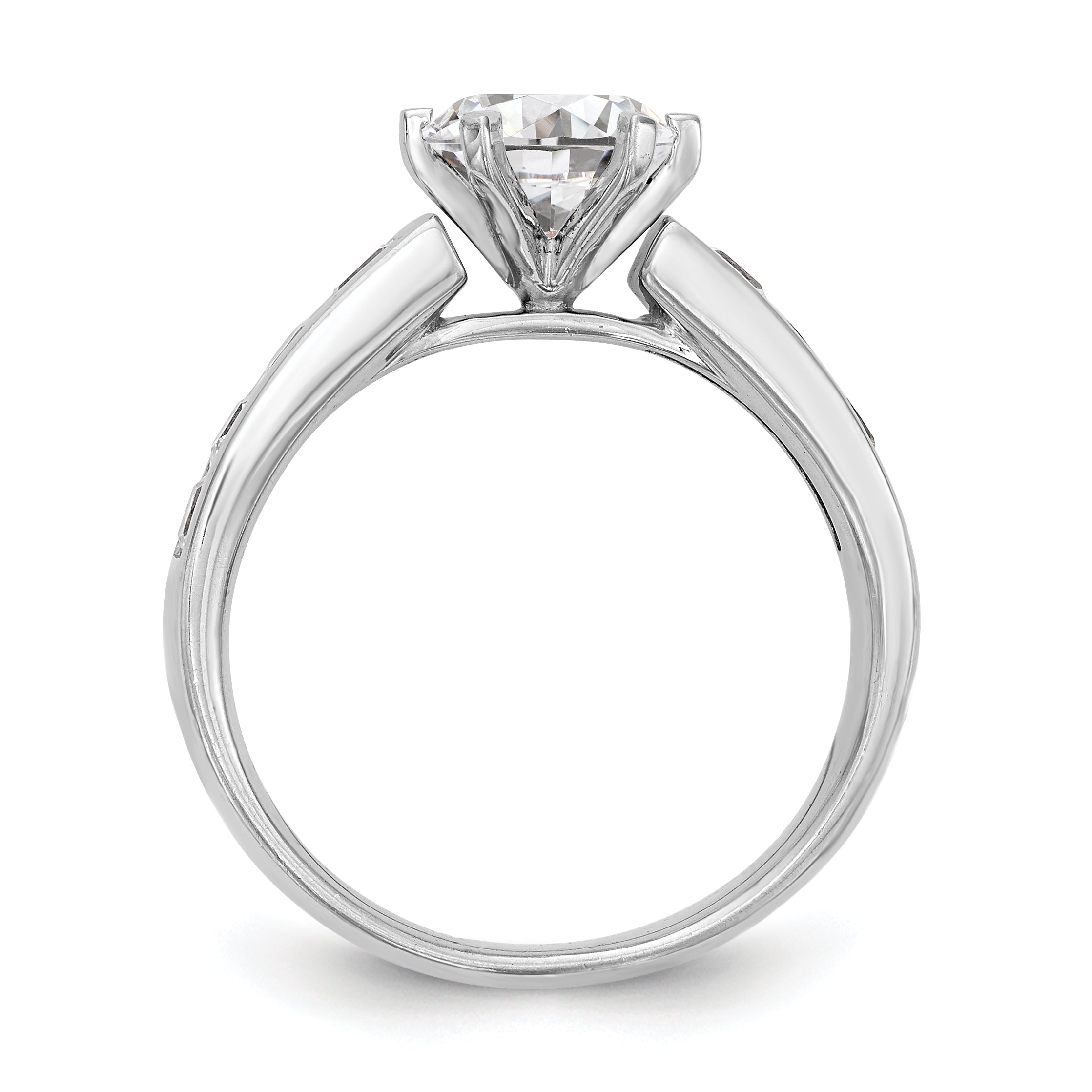 14K Weißgold Verlobungsring mit Krappenfassung und simuliertem Diamanten