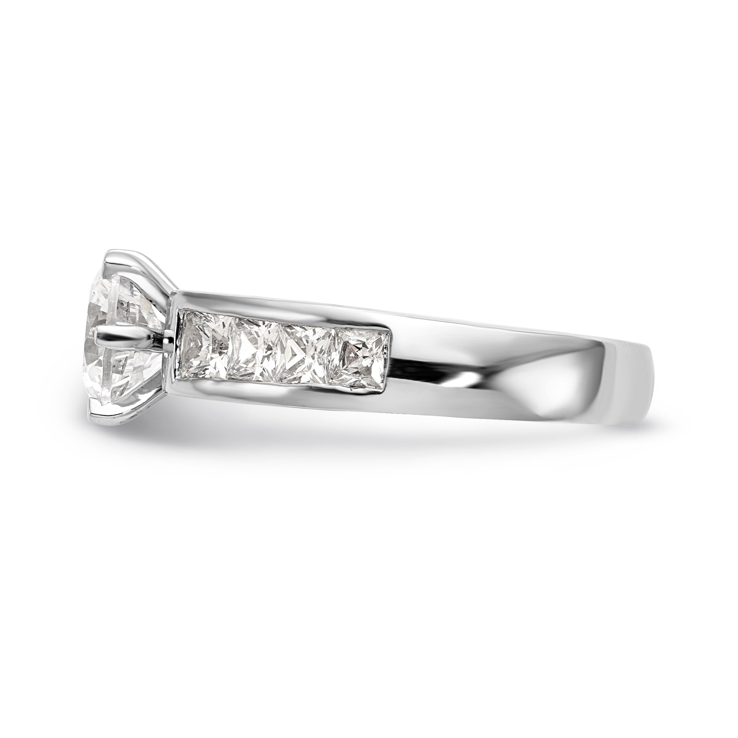 14K Weißgold Verlobungsring mit simuliertem Diamant in Krappenfassung