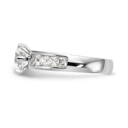 14K Weißgold Verlobungsring mit Krappenfassung und simuliertem Diamanten