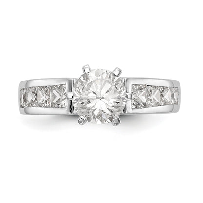 14 Kt. Weißgold Verlobungsring mit Krappenfassung und simuliertem Diamanten