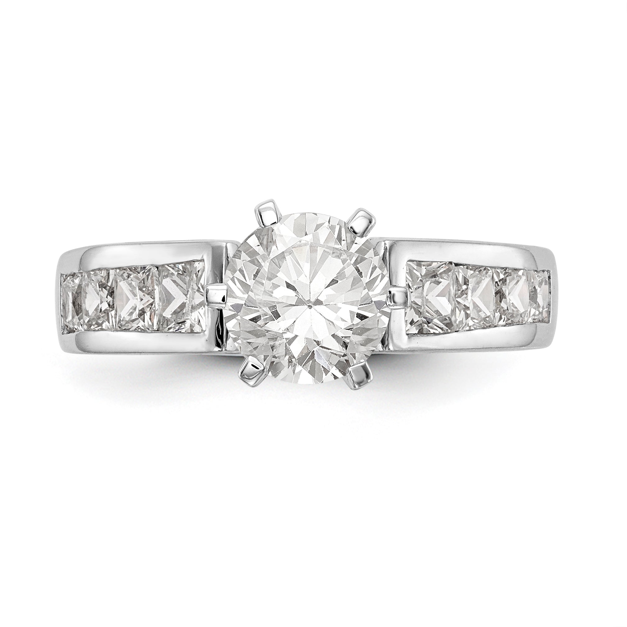 14K Weißgold Verlobungsring mit simuliertem Diamant in Krappenfassung