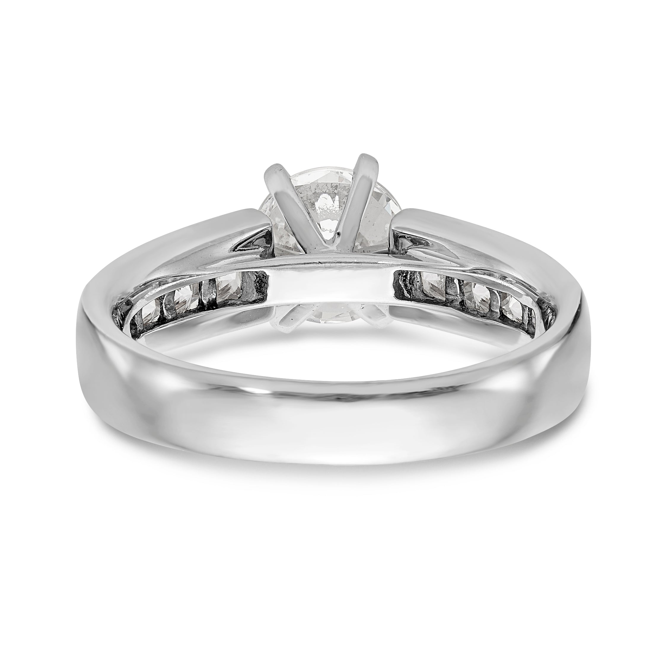 14 Kt. Weißgold Verlobungsring mit Krappenfassung und simuliertem Diamanten