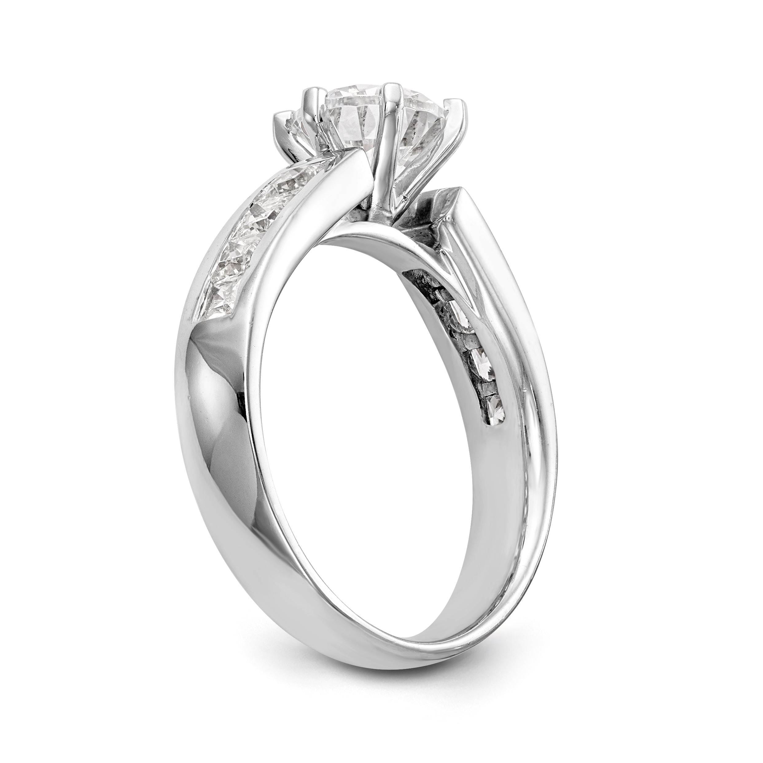 14 Kt. Weißgold Verlobungsring mit Krappenfassung und simuliertem Diamanten