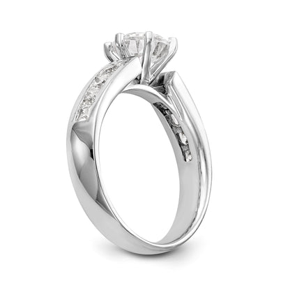 14 Kt. Weißgold Verlobungsring mit Krappenfassung und simuliertem Diamanten