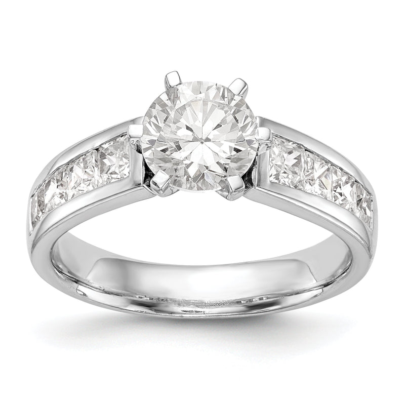 14 Kt. Weißgold Verlobungsring mit Krappenfassung und simuliertem Diamanten