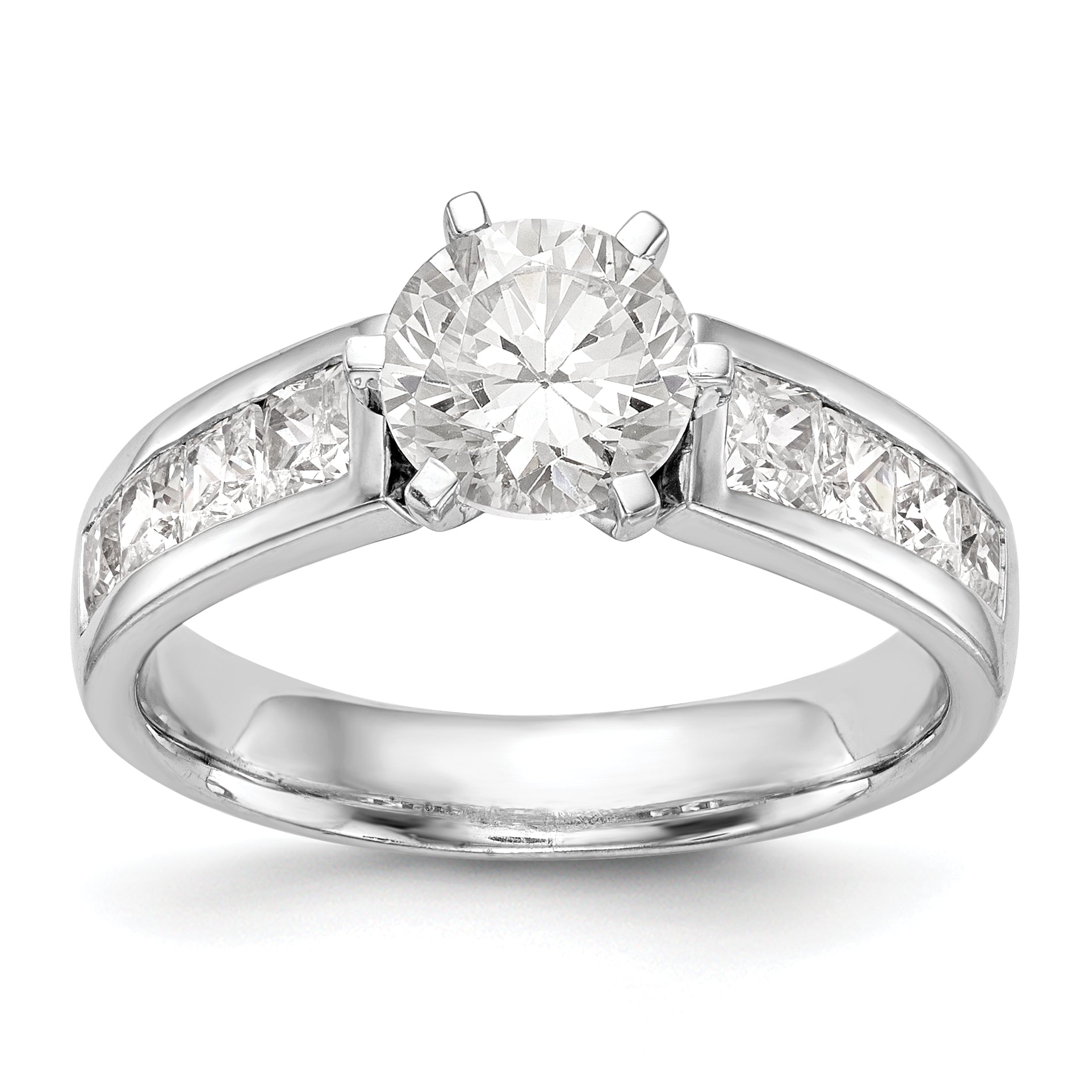 14K Weißgold Verlobungsring mit Krappenfassung und simuliertem Diamanten
