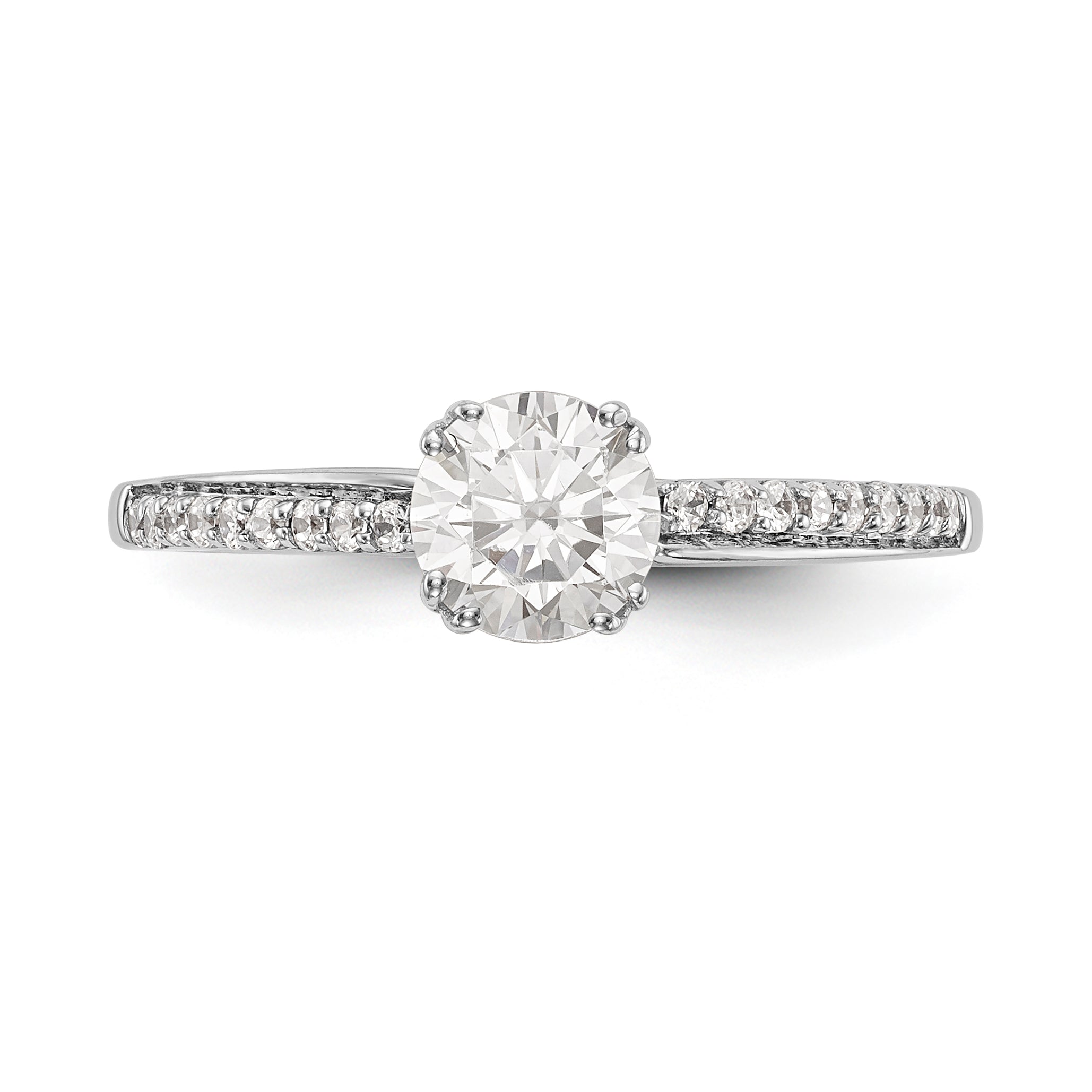 14K Weißgold Verlobungsring mit simuliertem Diamanten