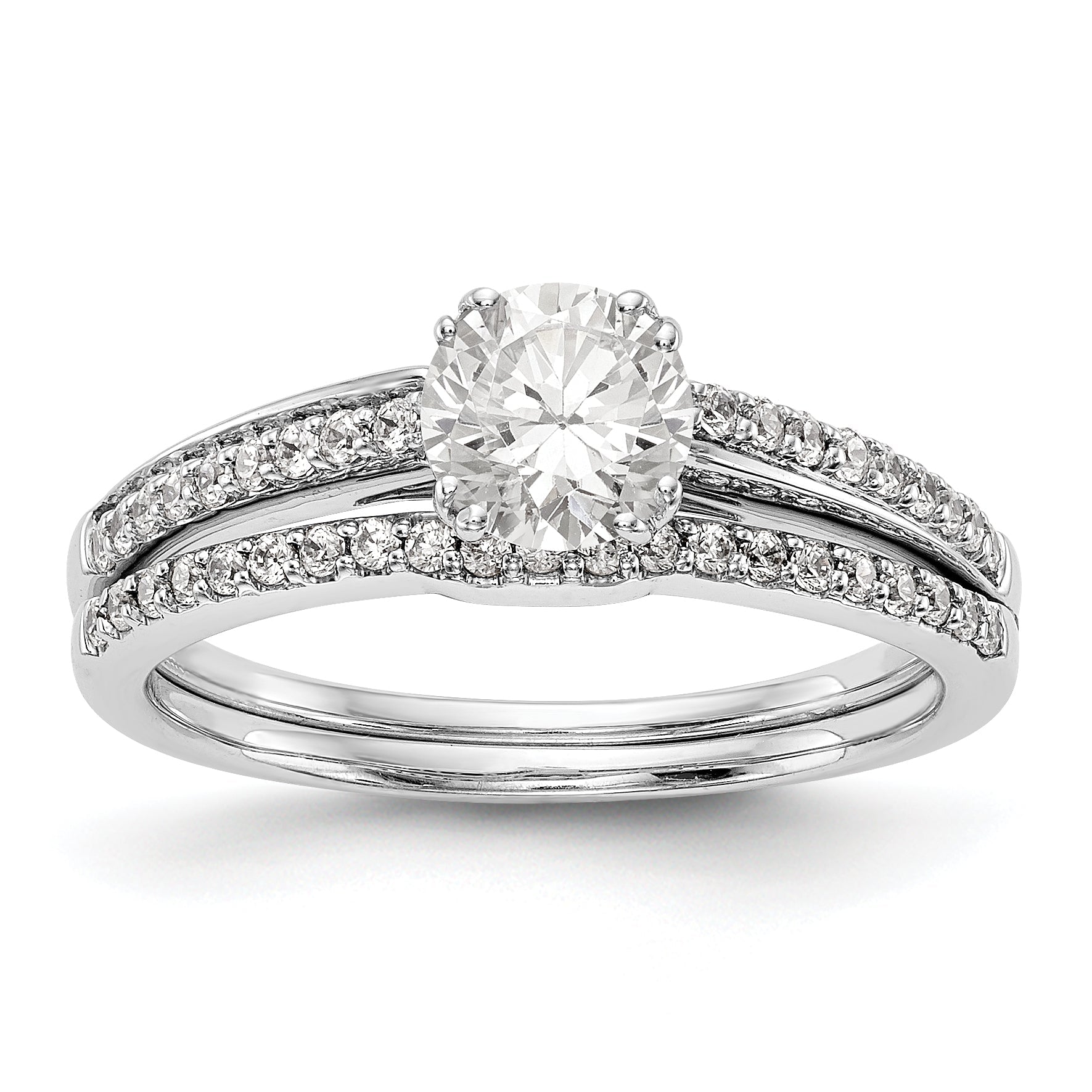 14K Weißgold Verlobungsring mit simuliertem Diamanten