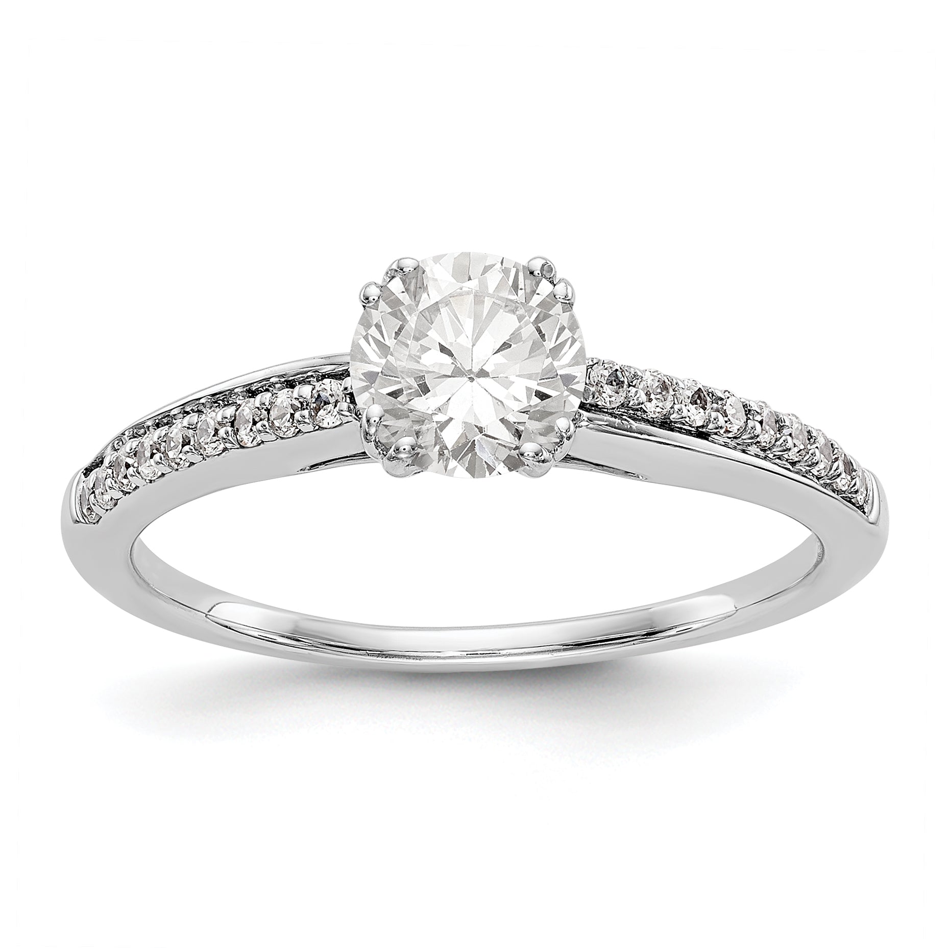 14K Weißgold Verlobungsring mit simuliertem Diamanten