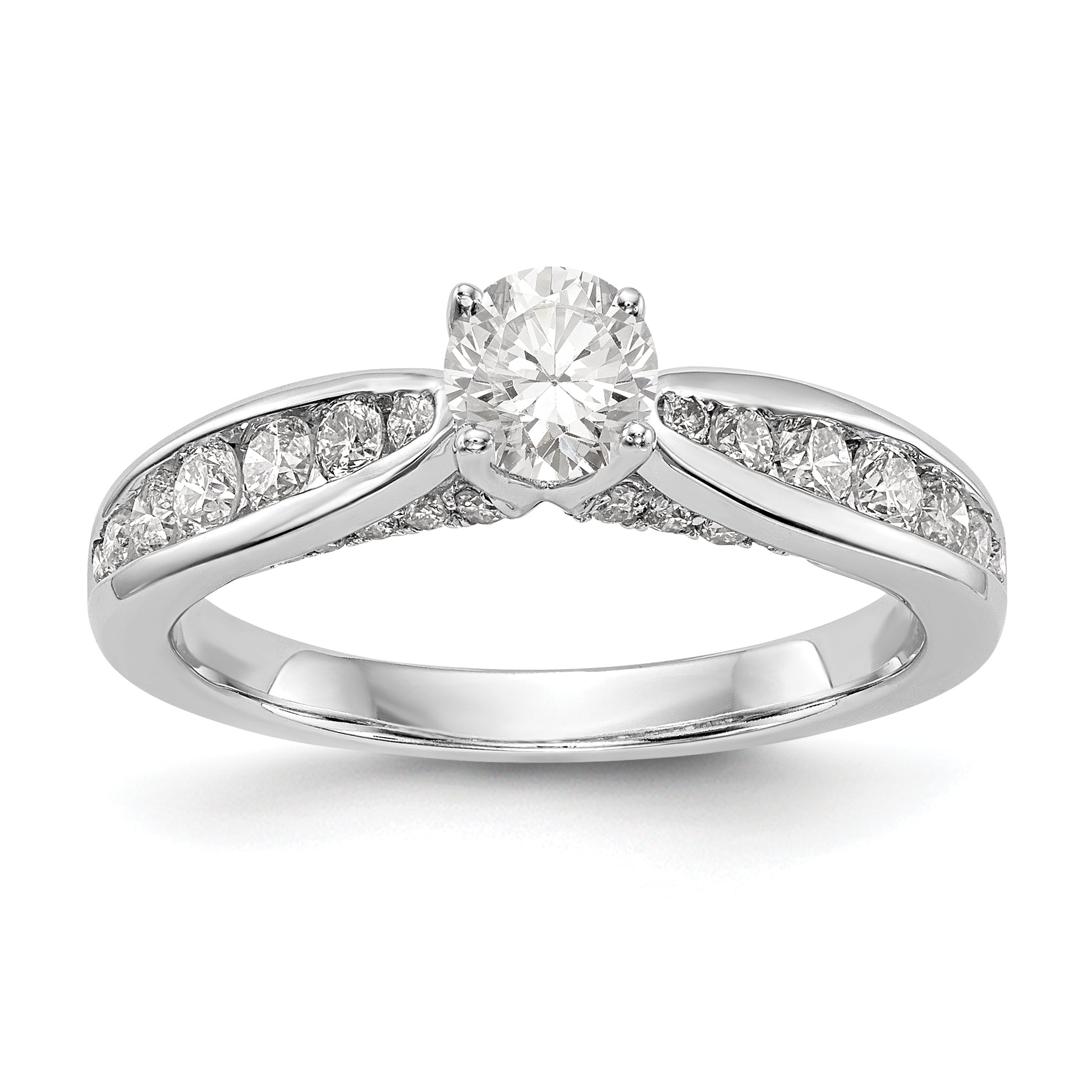 14K Weißgold Verlobungsring mit simulierten Diamanten