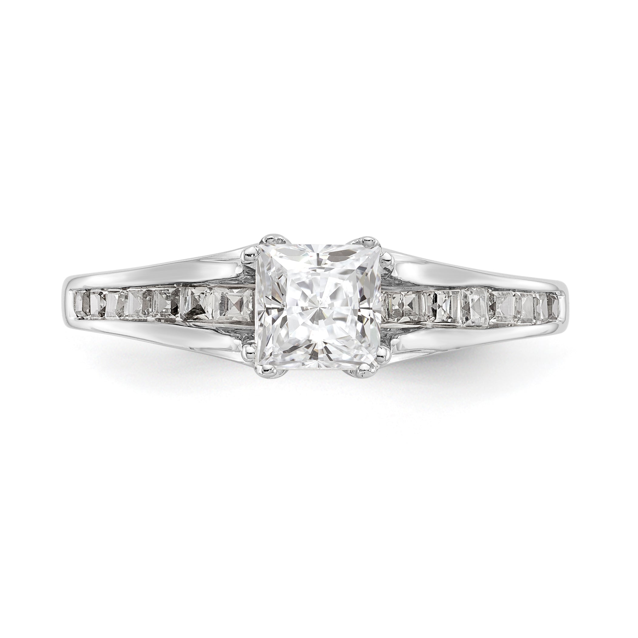 14K Weißgold Verlobungsring mit simuliertem Diamanten
