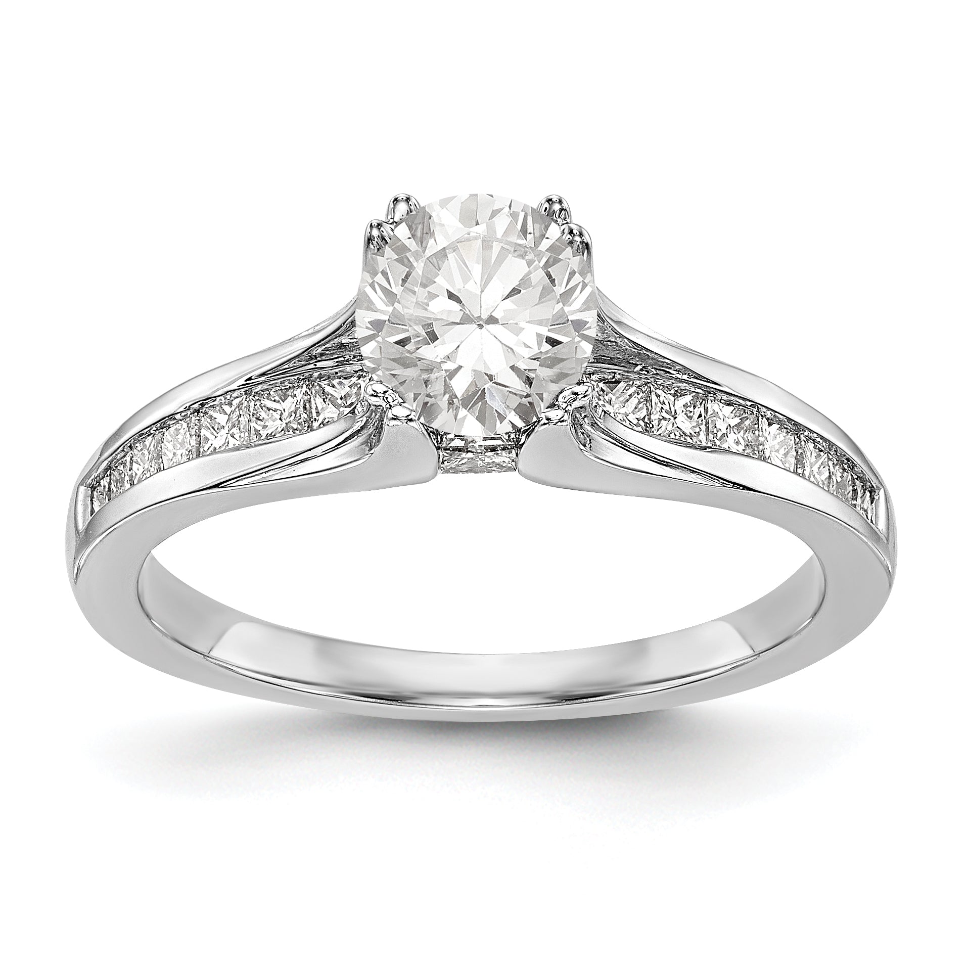 14K Weißgold Verlobungsring mit simuliertem Diamanten