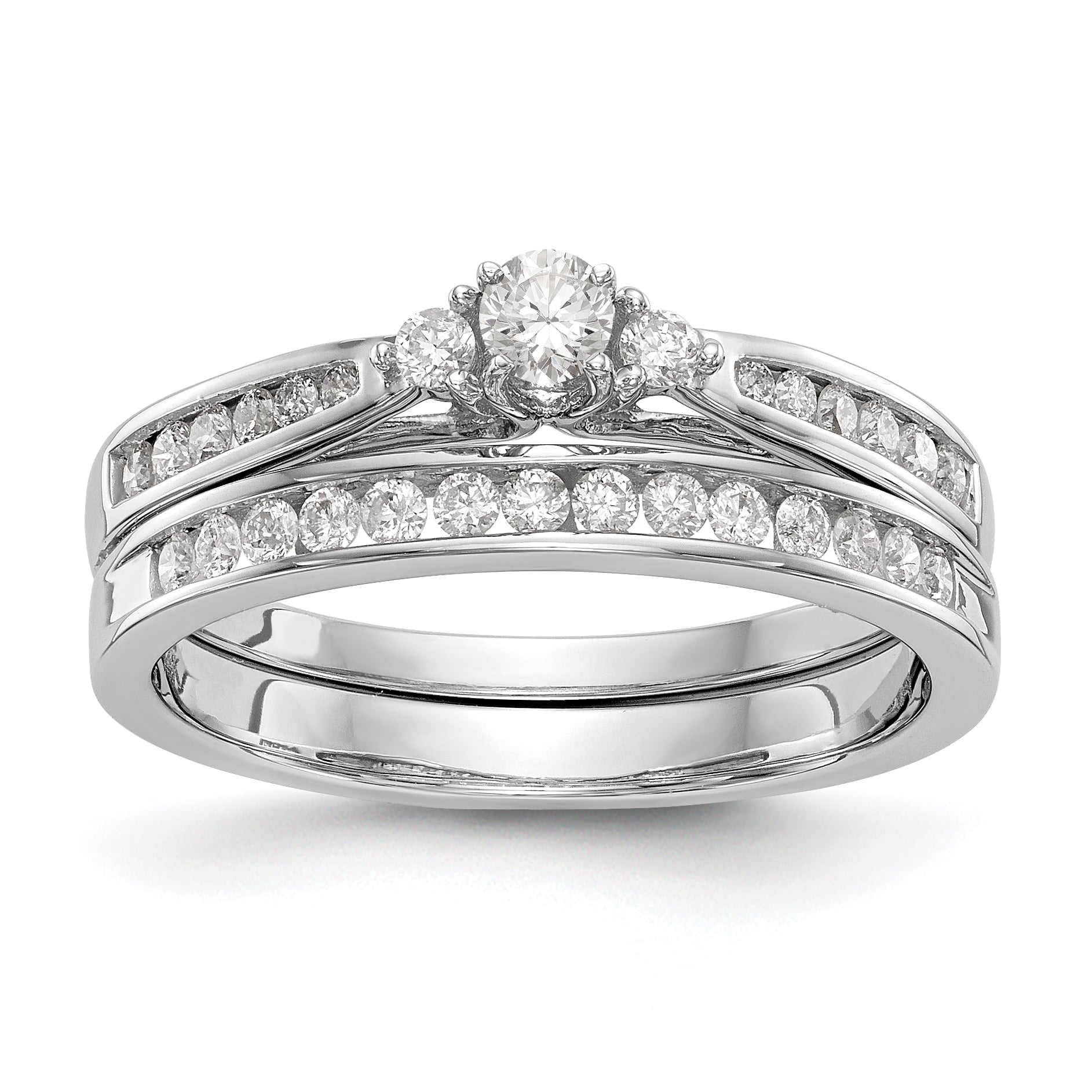 14K Weißgold Verlobungsring mit simuliertem Diamanten