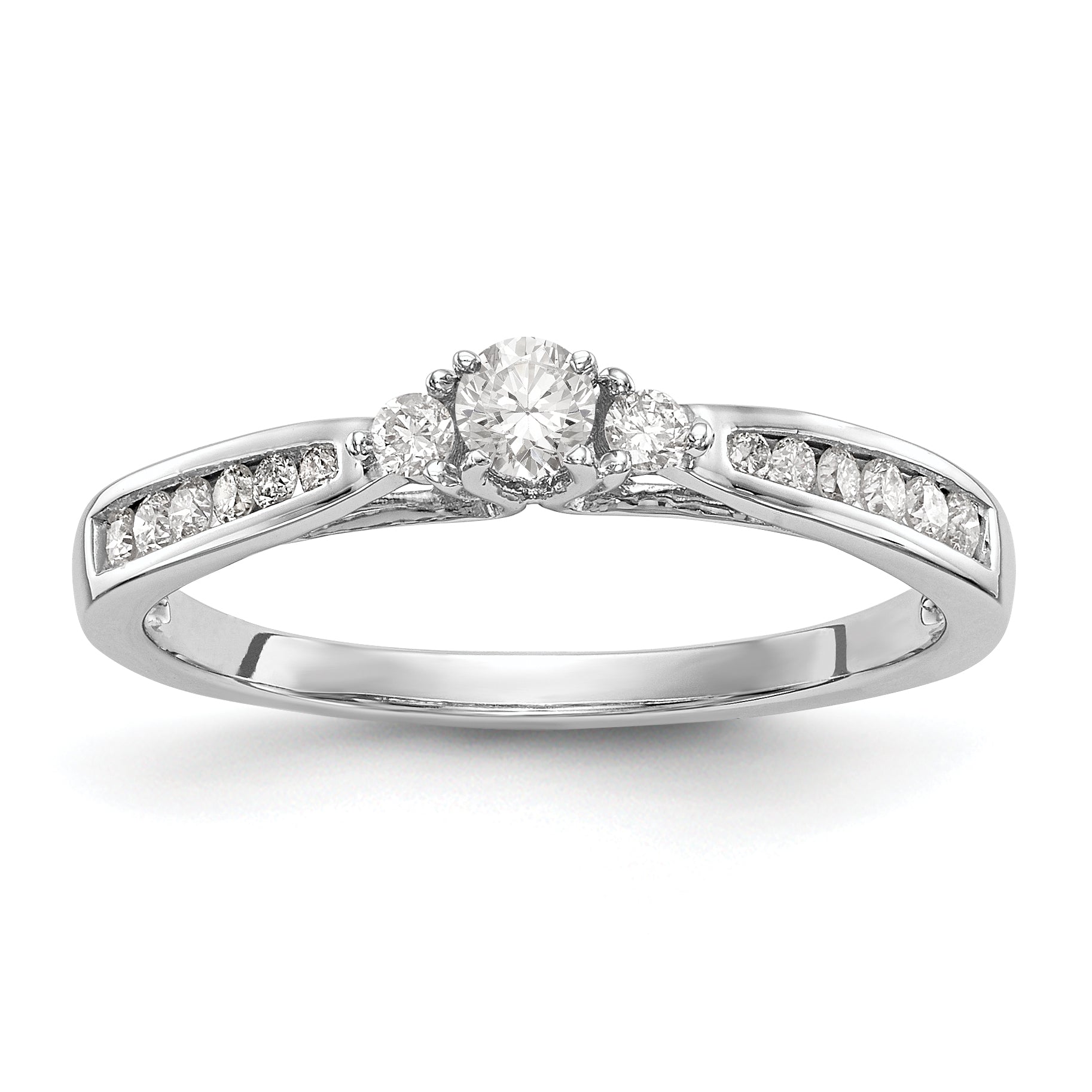 14K Weißgold Verlobungsring mit simuliertem Diamanten