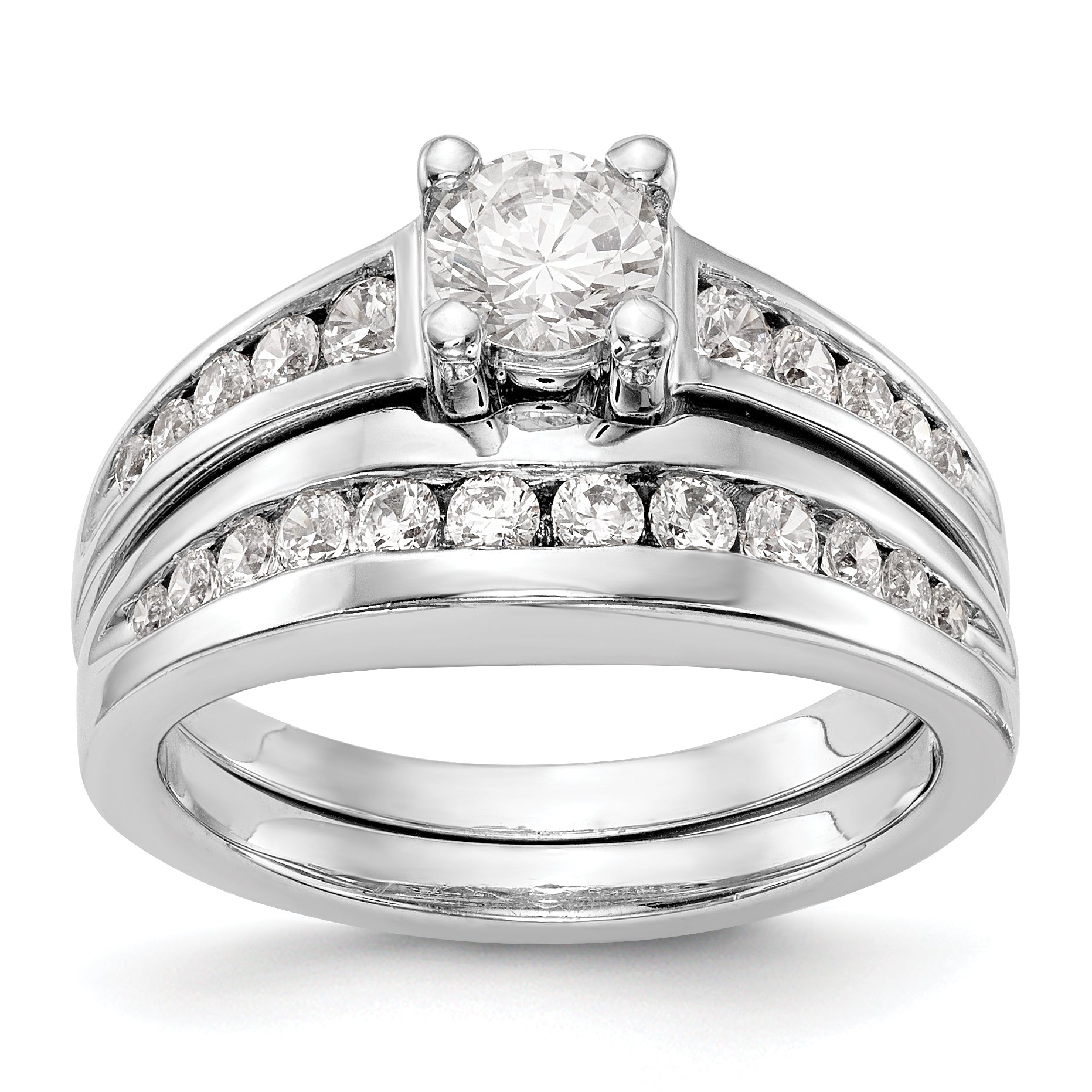 14K Weißgold Verlobungsring mit simuliertem Diamanten
