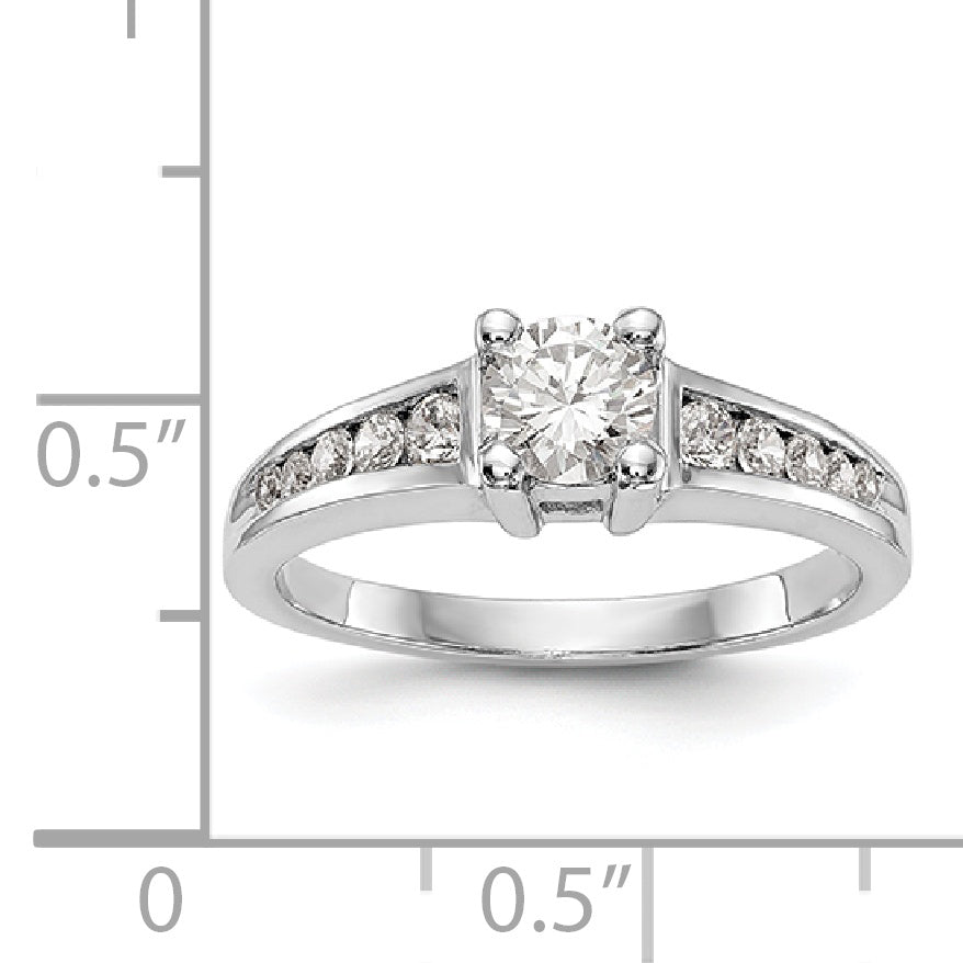 14K Weißgold Verlobungsring mit simuliertem Diamanten