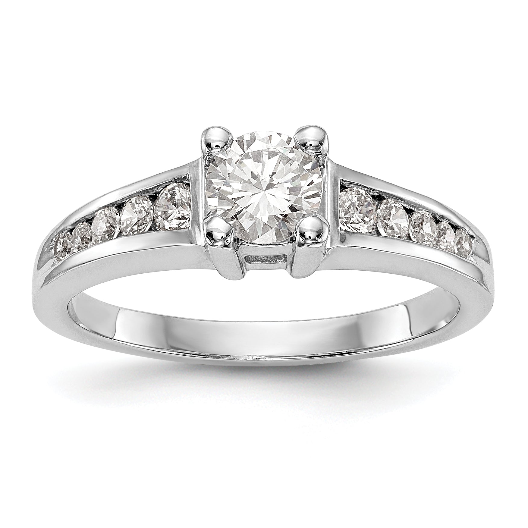 14K Weißgold Verlobungsring mit simuliertem Diamanten