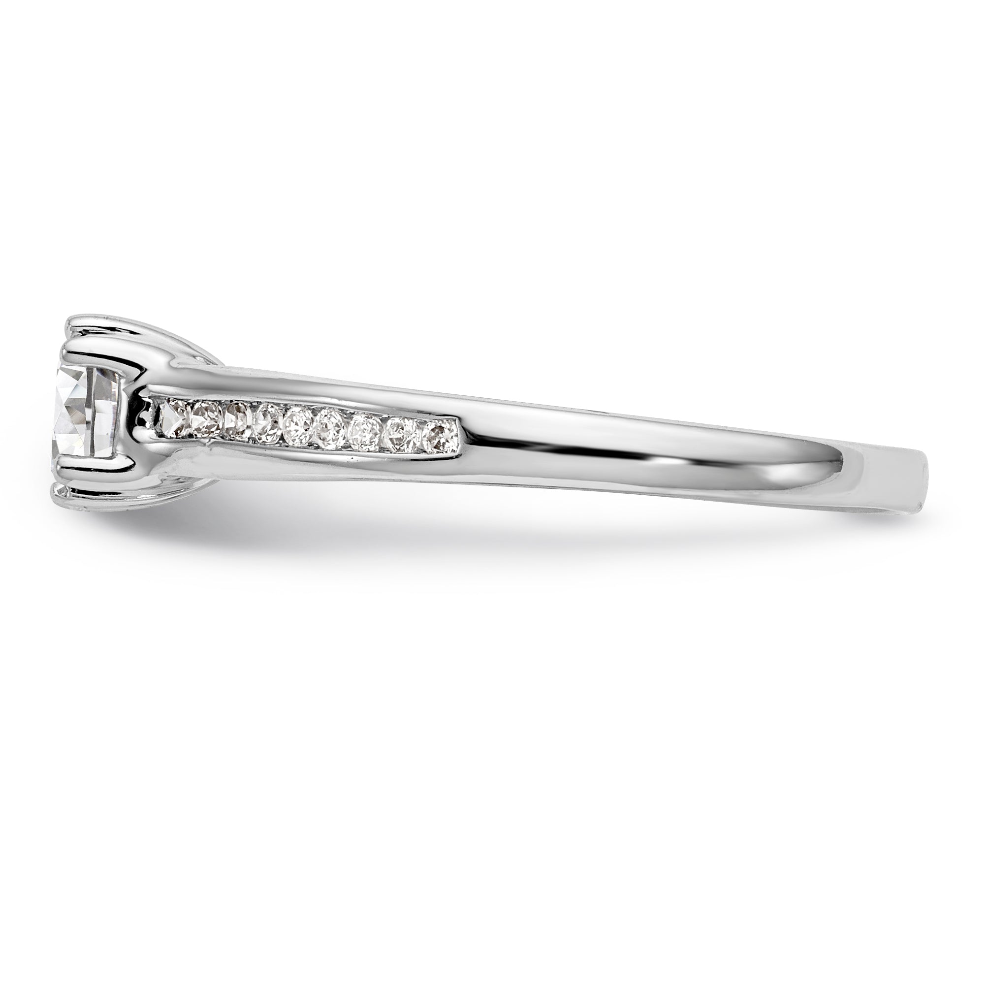 14K Weißgold Verlobungsring mit simulierten Diamanten
