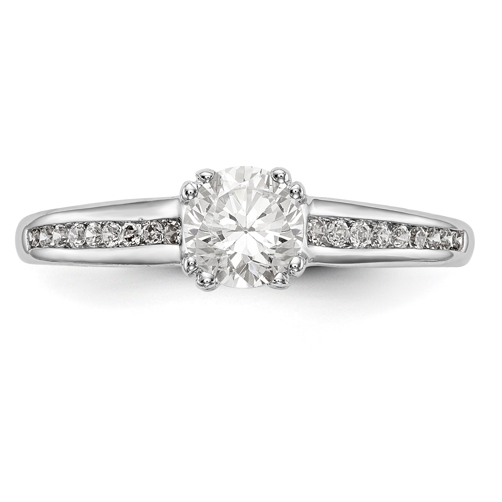 14K Weißgold Verlobungsring mit simulierten Diamanten