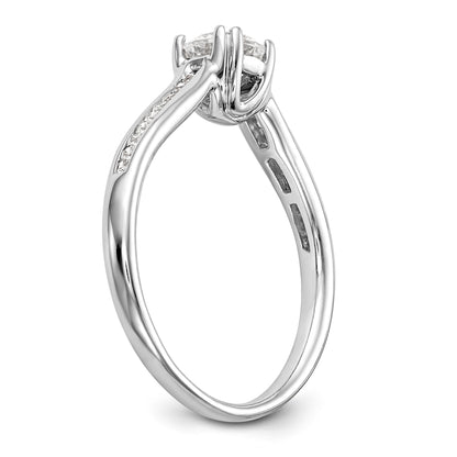 14K Weißgold Verlobungsring mit simulierten Diamanten