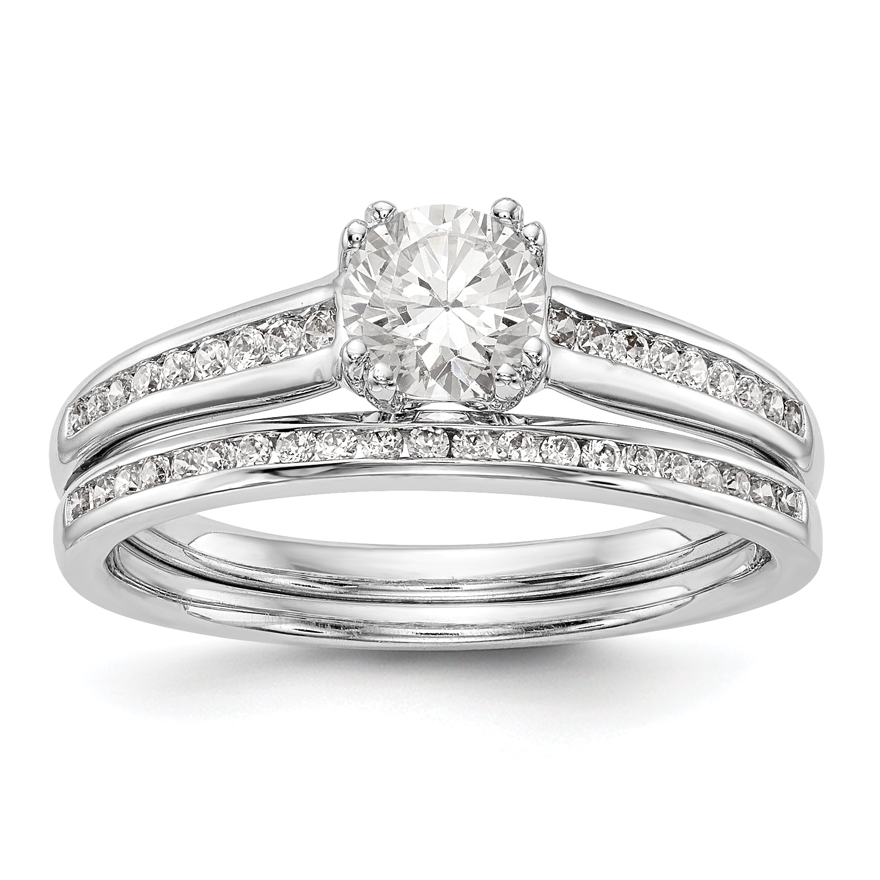14K Weißgold Verlobungsring mit simulierten Diamanten