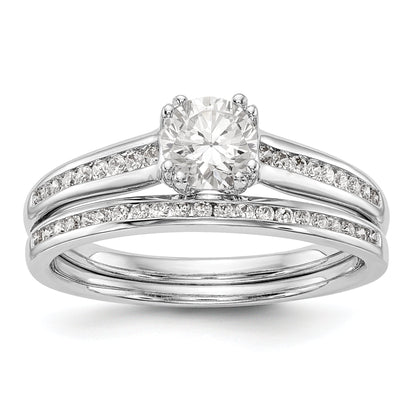 14K Weißgold Verlobungsring mit simulierten Diamanten