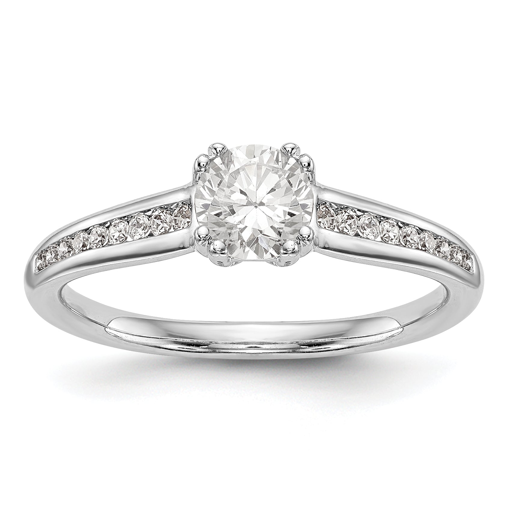 14K Weißgold Verlobungsring mit simulierten Diamanten