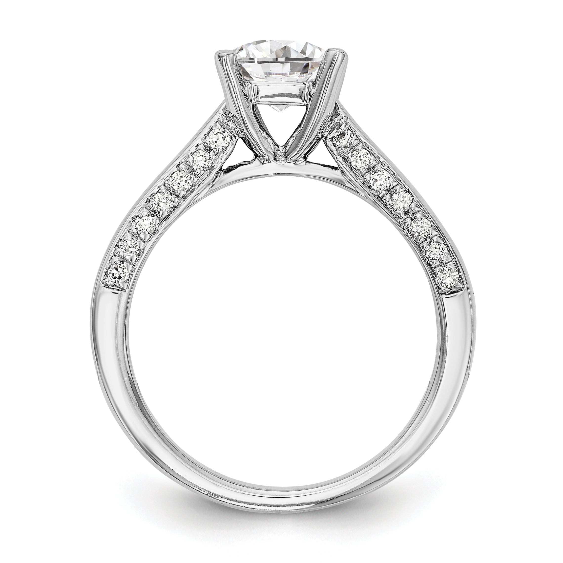 14K Weißgold Verlobungsring mit simulierten Diamanten