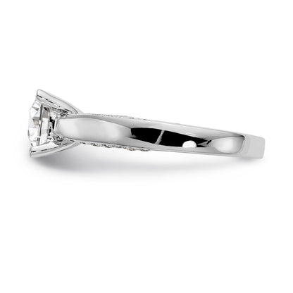 14K Weißgold Verlobungsring mit simulierten Diamanten