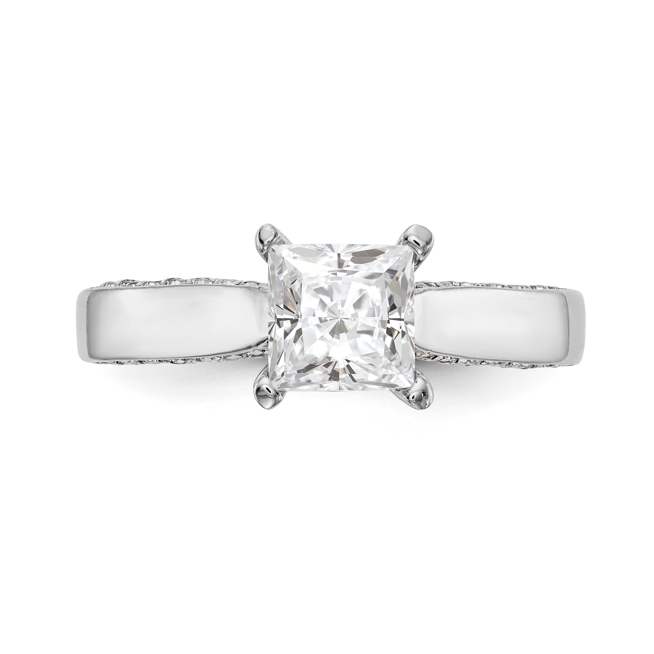 14K Weißgold Verlobungsring mit simulierten Diamanten