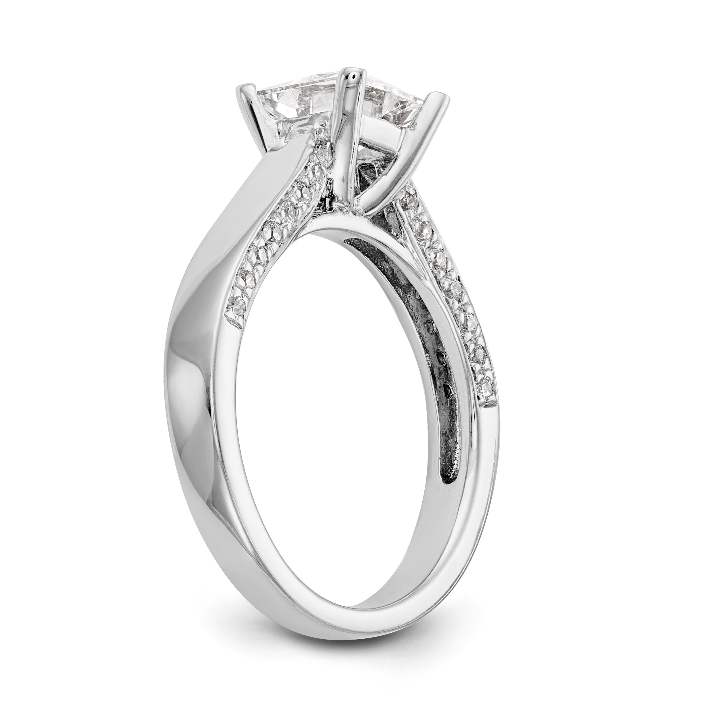 14K Weißgold Verlobungsring mit simulierten Diamanten
