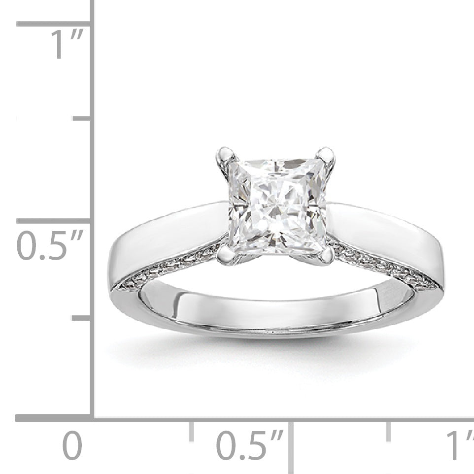 14K Weißgold Verlobungsring mit simulierten Diamanten