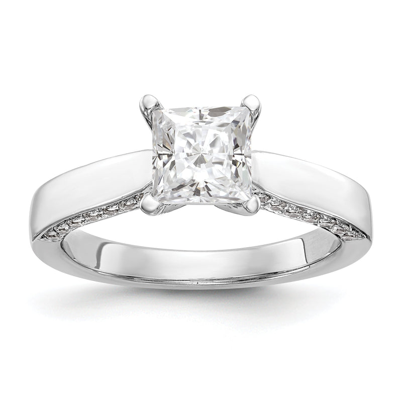 14K Weißgold Verlobungsring mit simulierten Diamanten