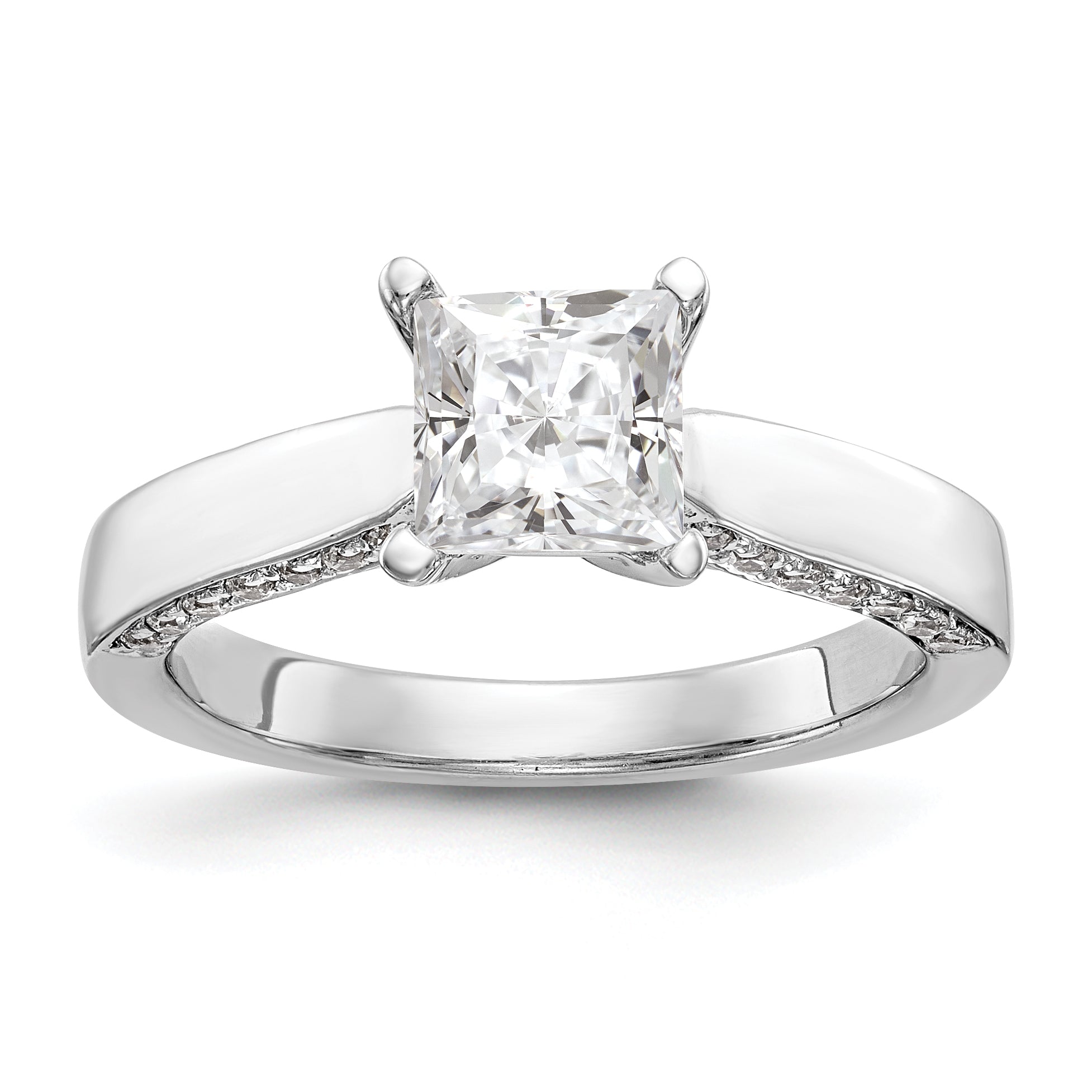 14K Weißgold Verlobungsring mit simulierten Diamanten