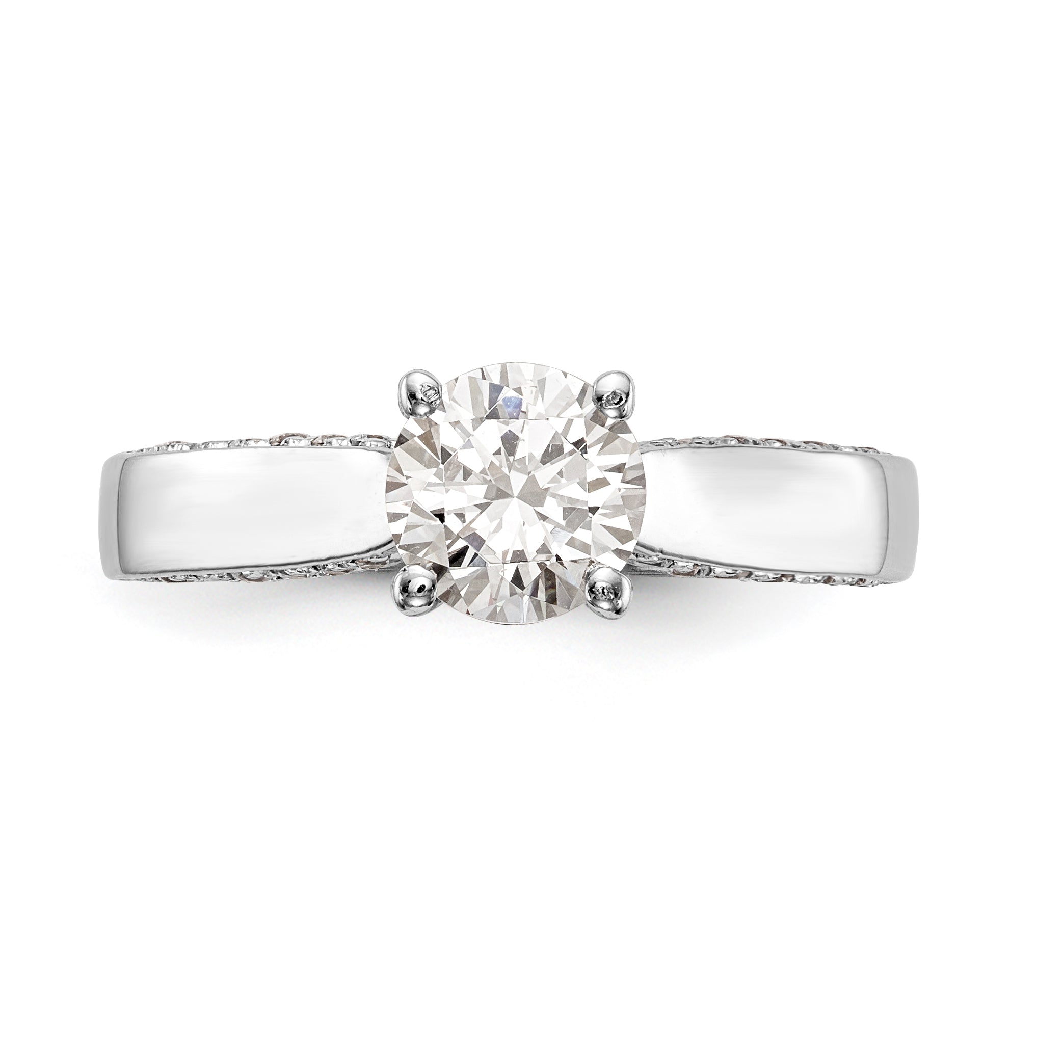 14K Weißgold Verlobungsring mit simulierten Diamanten