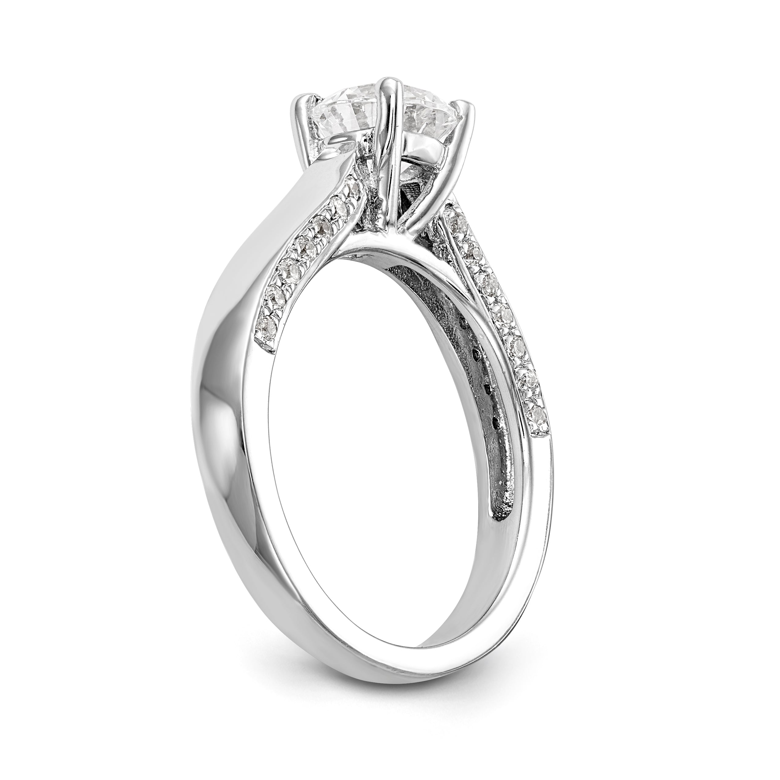 14K Weißgold Verlobungsring mit simuliertem Diamanten