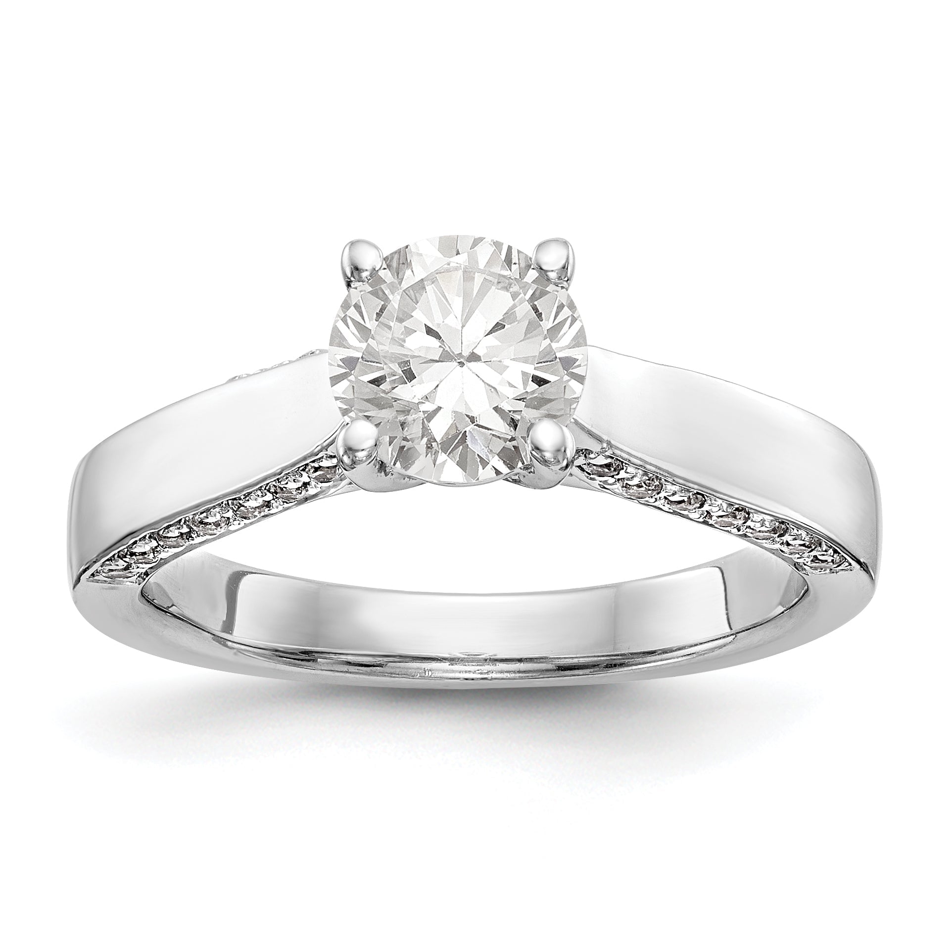 14K Weißgold Verlobungsring mit simulierten Diamanten