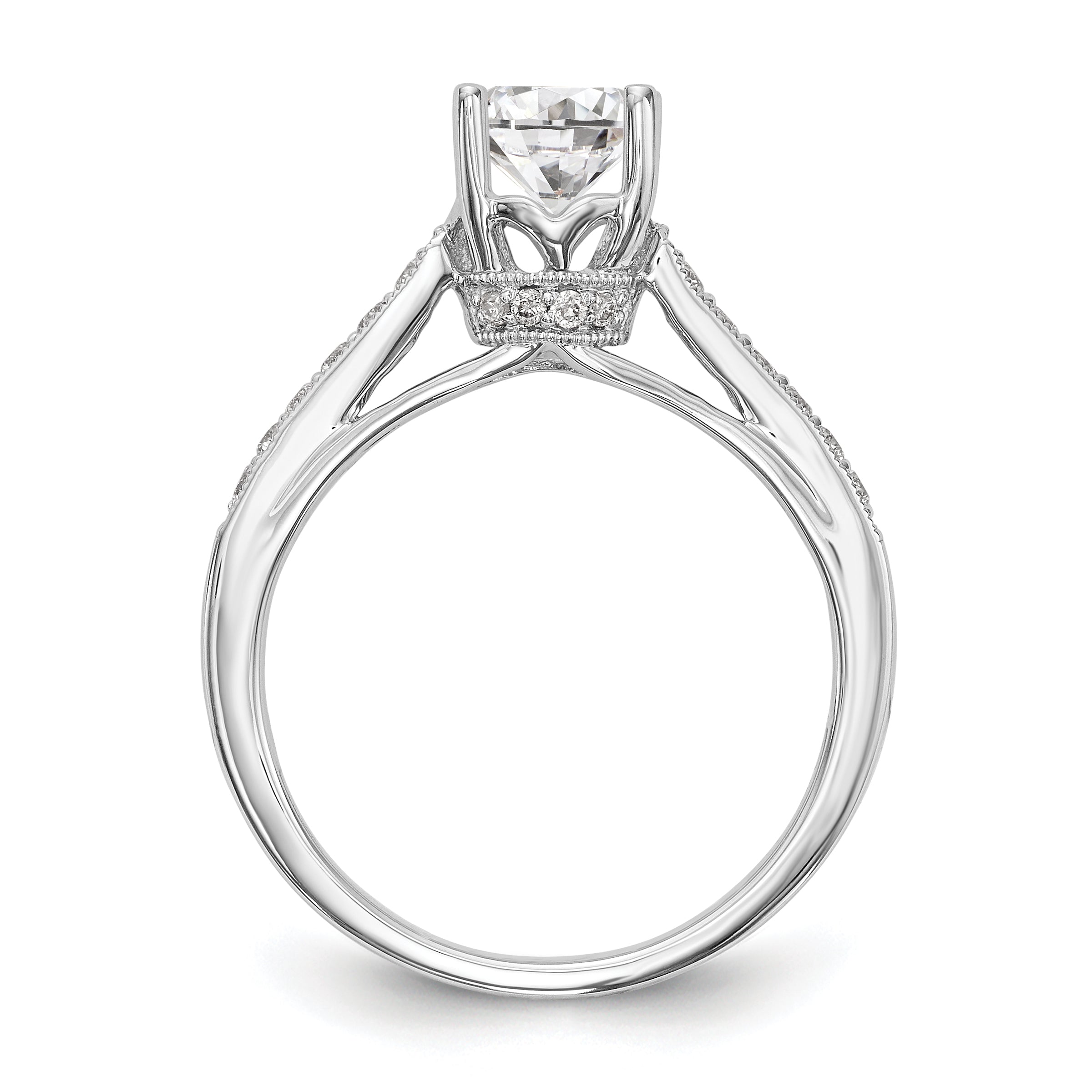 14K Weißgold Verlobungsring mit simuliertem Diamanten
