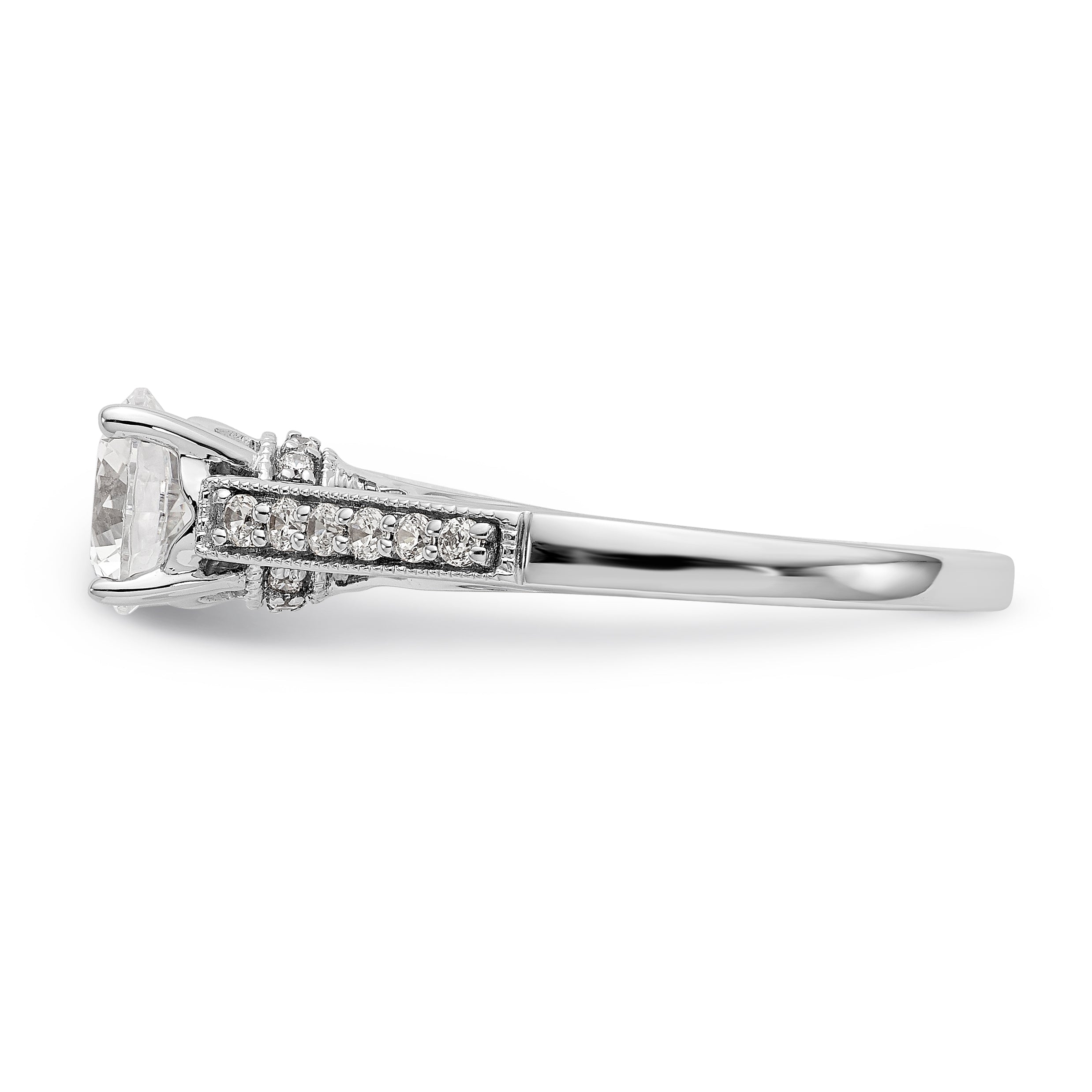 14K Weißgold Verlobungsring mit simuliertem Diamanten