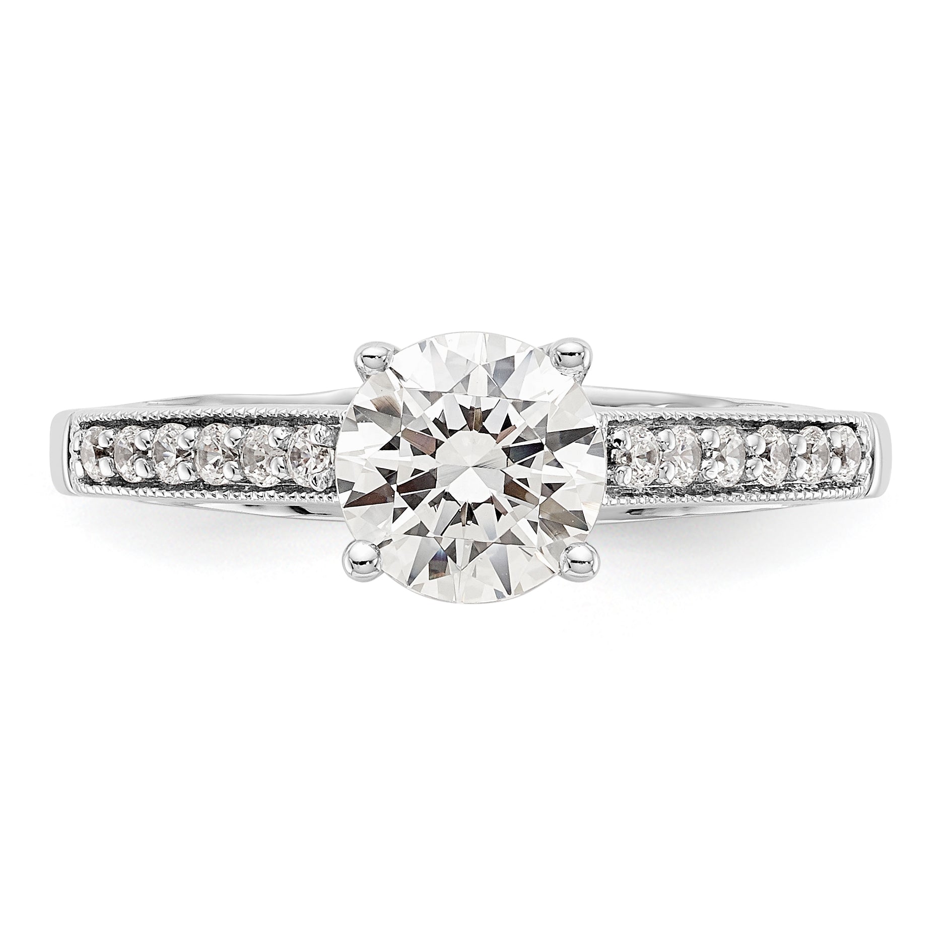 14K Weißgold Verlobungsring mit simuliertem Diamanten