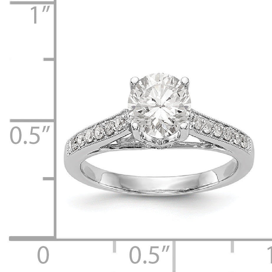 14K Weißgold Verlobungsring mit simuliertem Diamanten