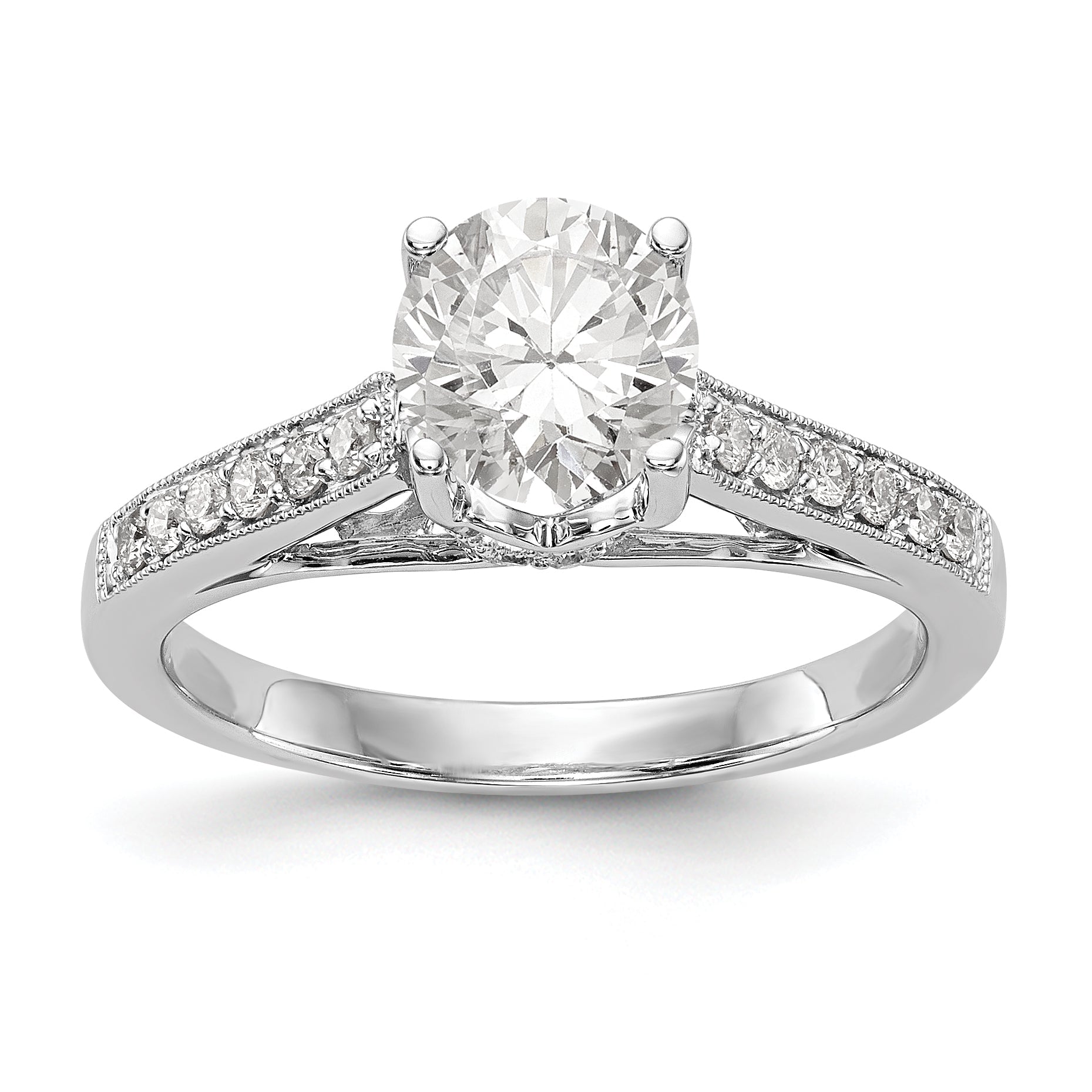14K Weißgold Verlobungsring mit simuliertem Diamanten