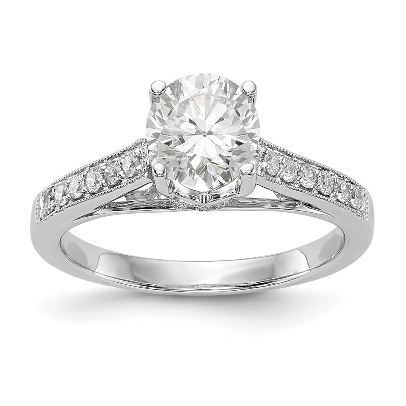 14K Weißgold Verlobungsring mit simuliertem Diamanten