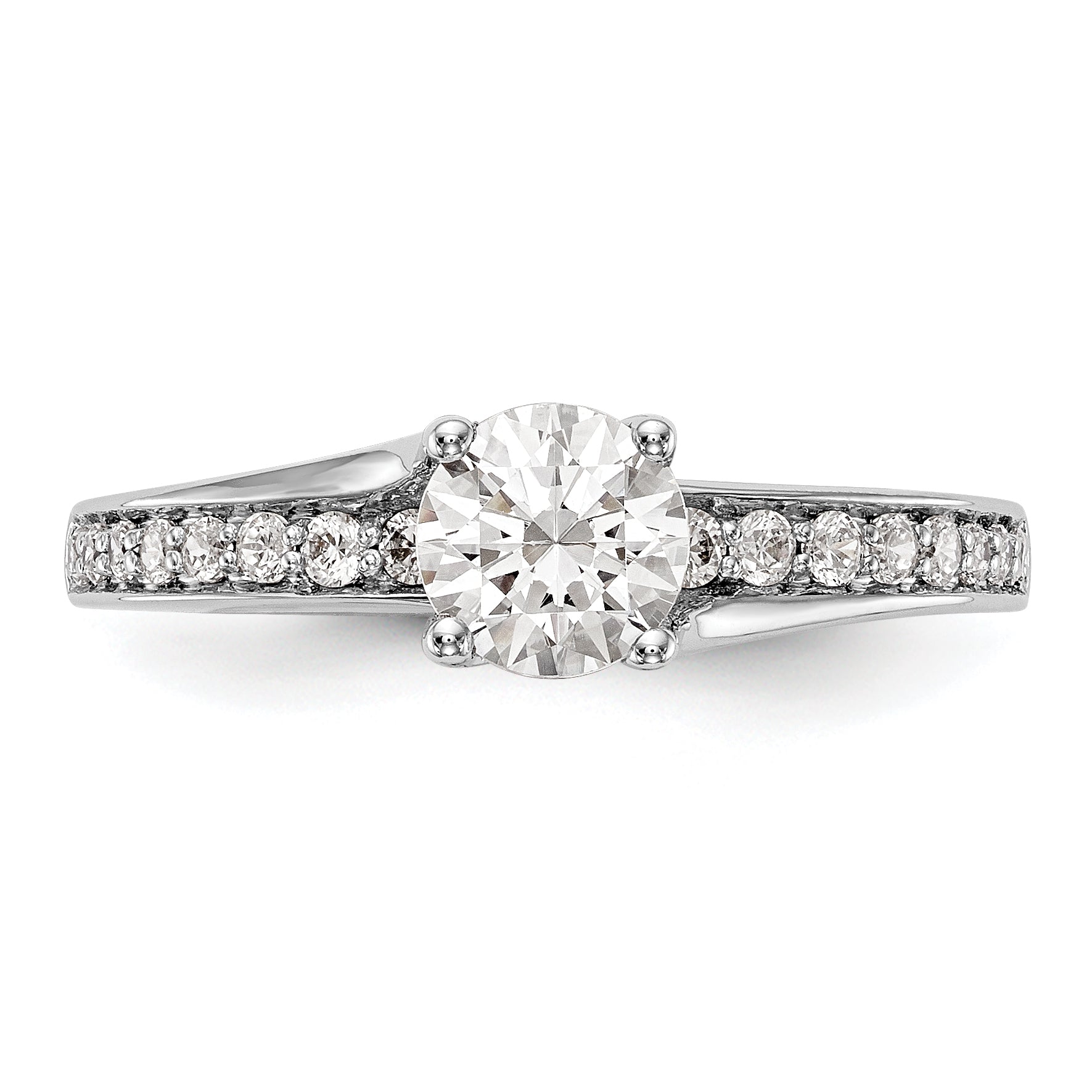 14K Weißgold Verlobungsring mit simuliertem Diamanten