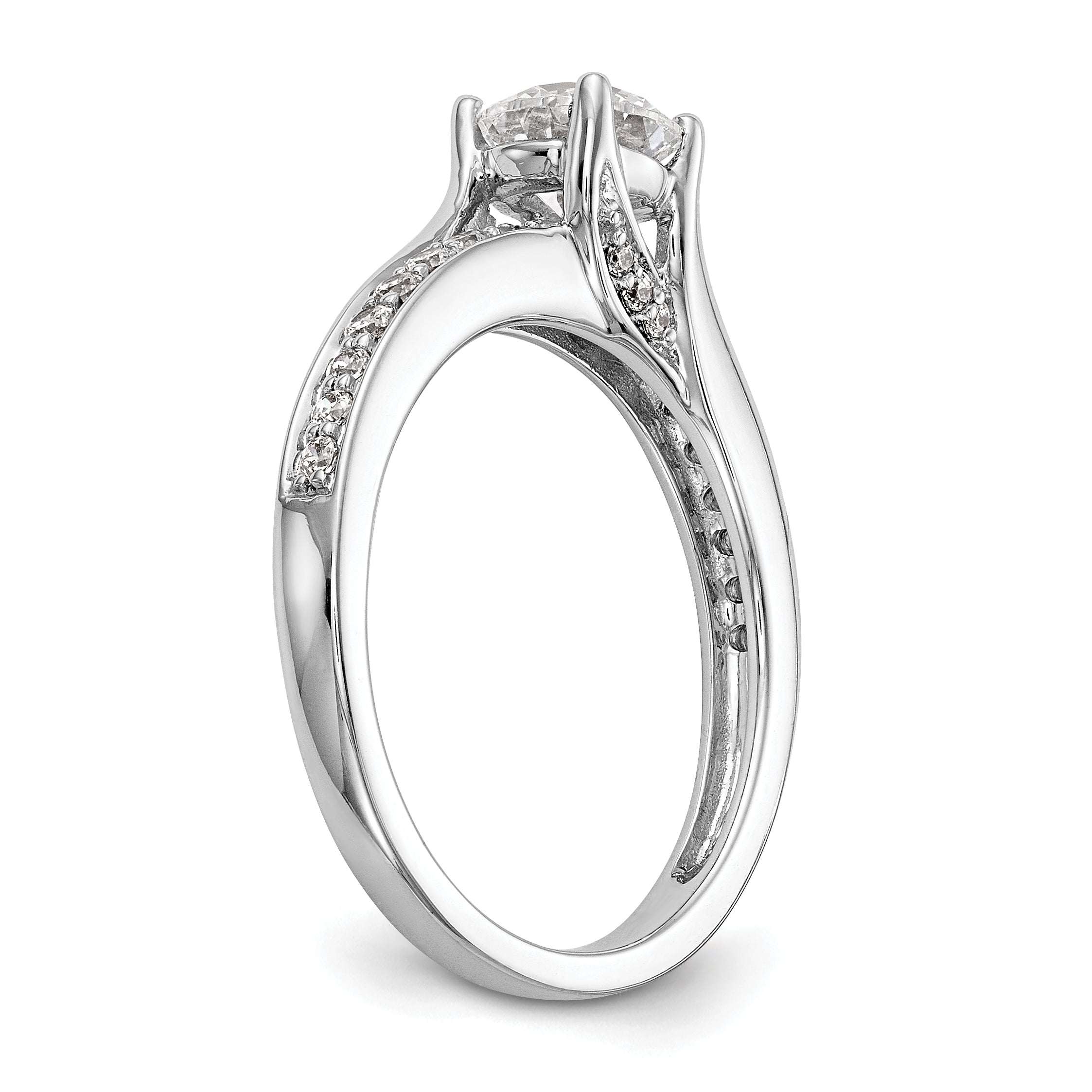 14K Weißgold Verlobungsring mit simuliertem Diamanten