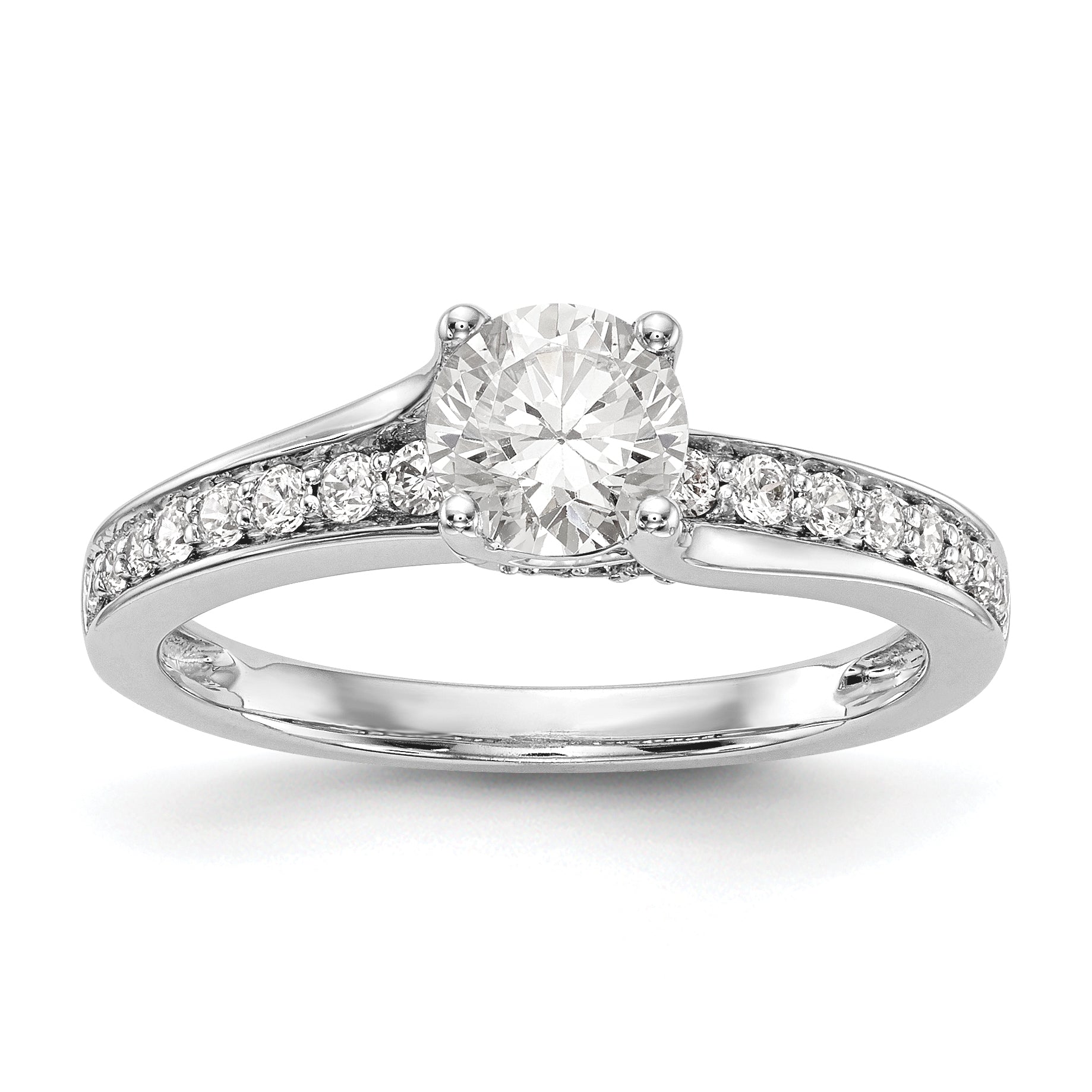 14K Weißgold Verlobungsring mit simuliertem Diamanten
