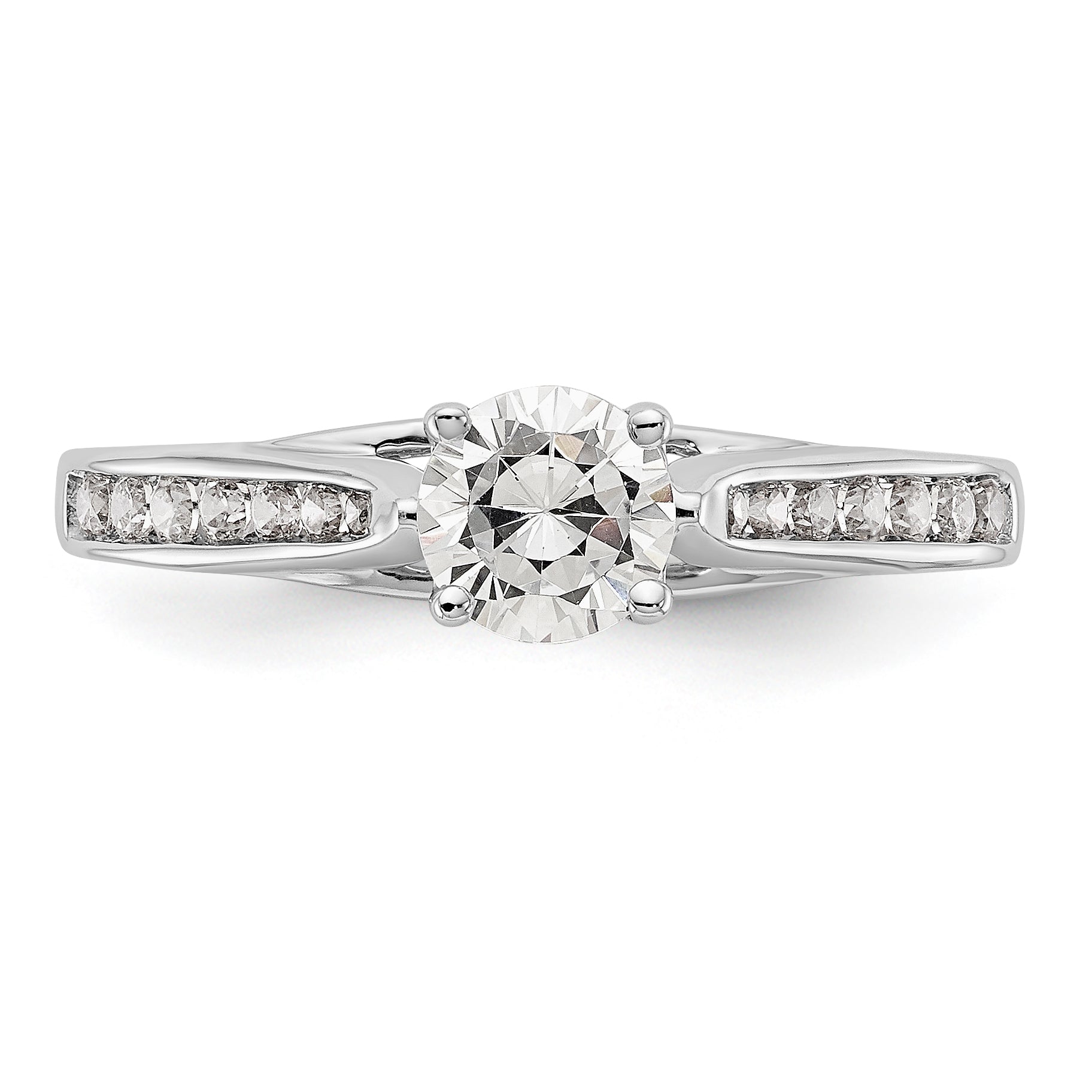 14K Weißgold Verlobungsring mit simulierten Diamanten