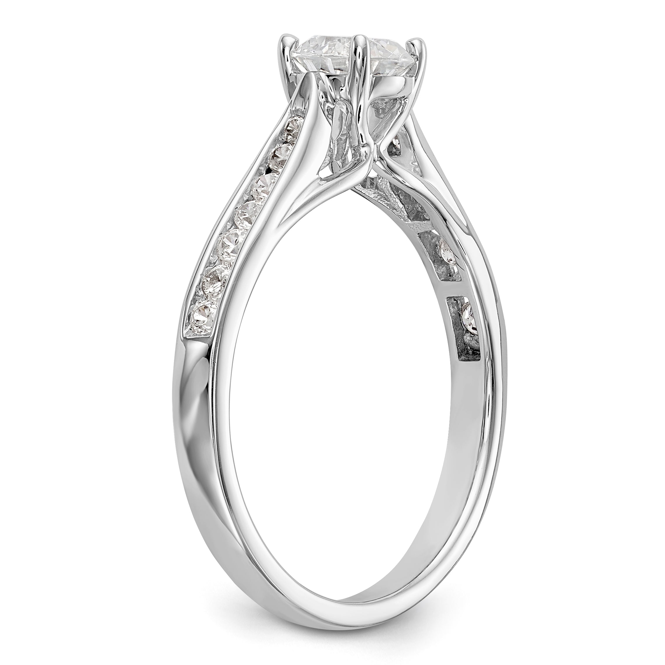 14K Weißgold Verlobungsring mit simulierten Diamanten