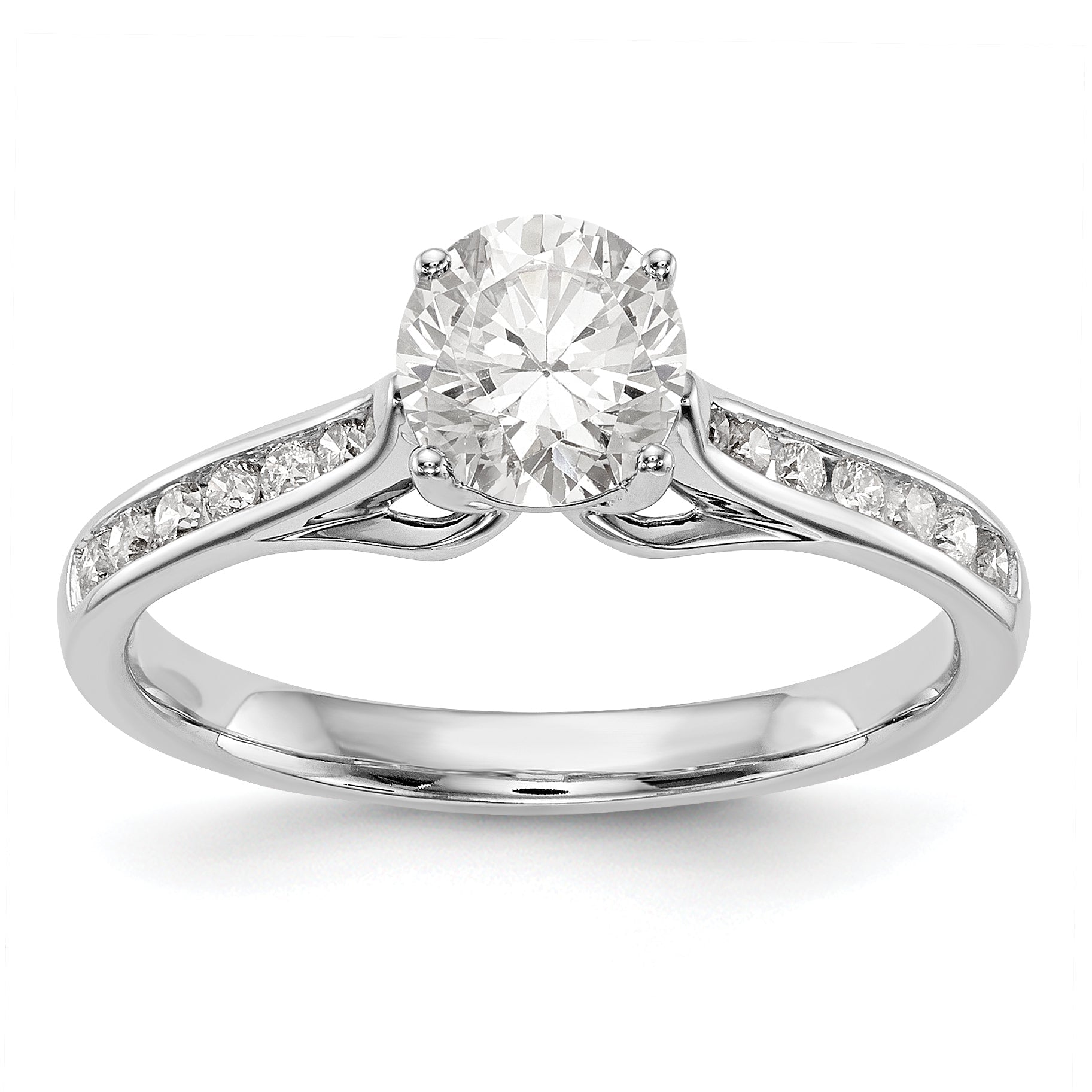 14K Weißgold Verlobungsring mit simulierten Diamanten